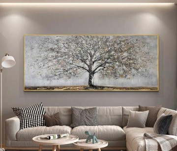 Textured Painting - gray silver tree texture